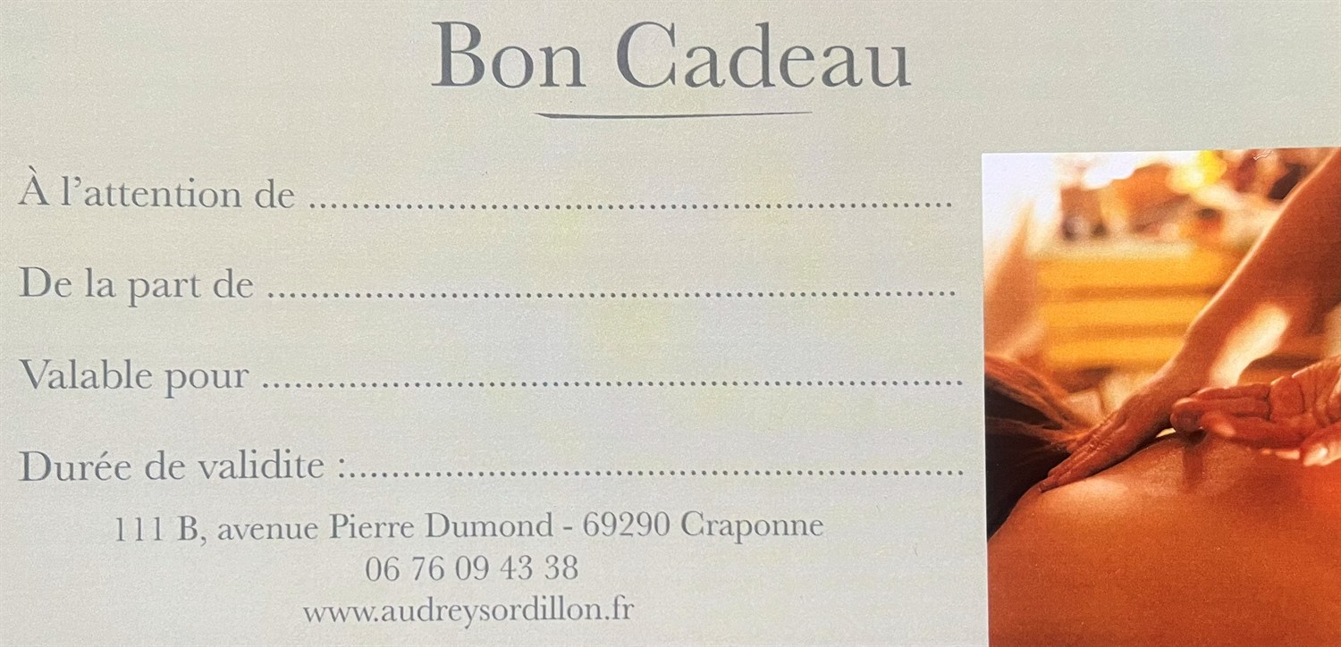 Bon cadeau Audrey Sordillon — massage bien-être à Craponne